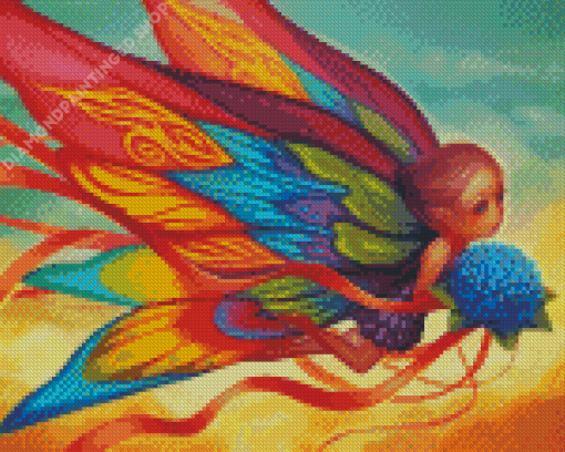 Butterfly Fairy Holding Bouquet Of Flowers Diamond Painting