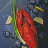 Crayfish With Lemons And Ice Cubes Diamond Painting