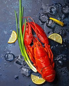 Crayfish With Lemons And Ice Cubes Diamond Painting