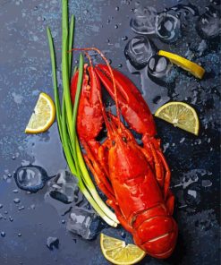 Crayfish With Lemons And Ice Cubes Diamond Painting