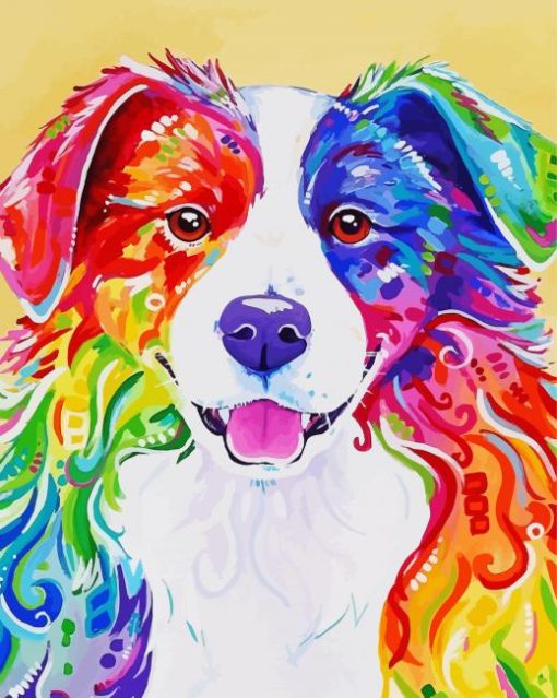 Colorful Border Collie Art Diamond Painting