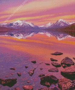 Glacier Mountains Sunset Diamond Painting
