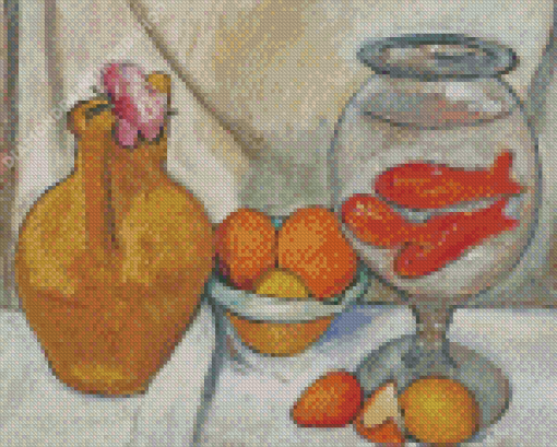 Goldfish Bowl And Fruits Diamond Painting