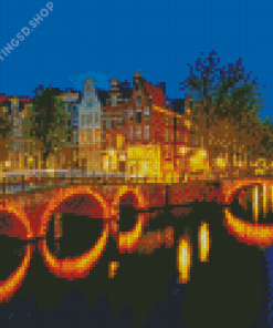 Keizersgracht Amsterdam At Night Diamond Painting