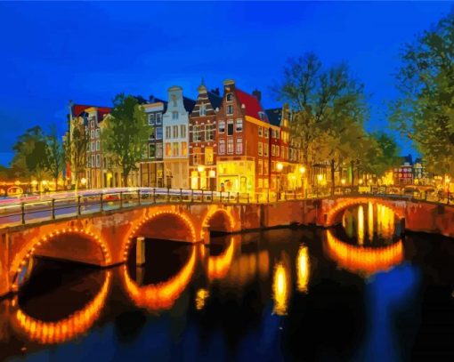 Keizersgracht Amsterdam At Night Diamond Painting