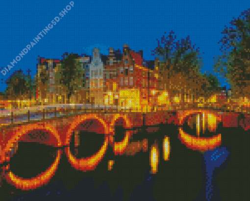 Keizersgracht Amsterdam At Night Diamond Painting