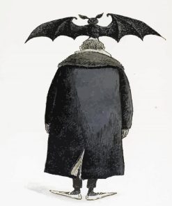 Man With A Bat On His Head By Edward Gorey Diamond Painting