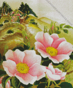 Pink Cherokee Rose Art Diamond Paintings