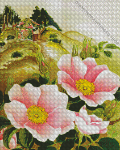 Pink Cherokee Rose Art Diamond Paintings