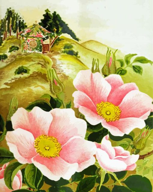 Pink Cherokee Rose Art Diamond Painting