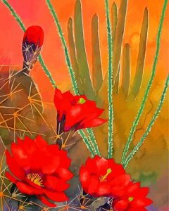 Red Desert Flowers Diamond Painting