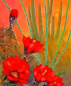 Red Desert Flowers Diamond Painting