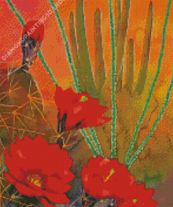 Red Desert Flowers Diamond Paintings