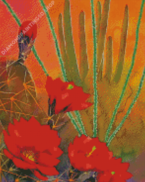 Red Desert Flowers Diamond Paintings