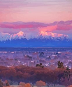 Snowy Mountain Christchurch Sunset Diamond Painting