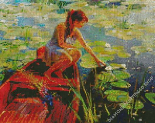 Woman On Boat Diamond Paintings