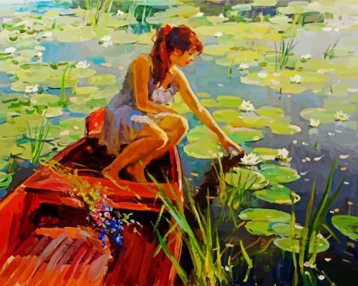 Woman On Boat Diamond Painting