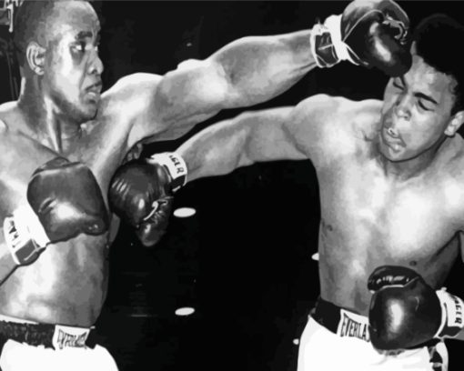 Black And White Cassius Clay vs Sonny Liston 5D Diamond Painting