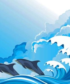 Dolphin In Waves 5D Diamond Painting