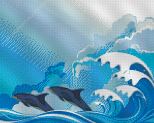 Dolphin In Waves 5D Diamond Paintings