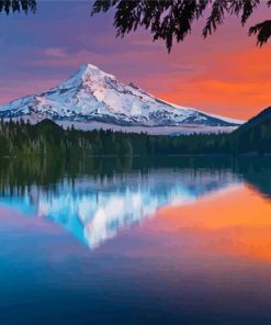 Mt Hood Lost Lake Water Reflection 5D Diamond Painting