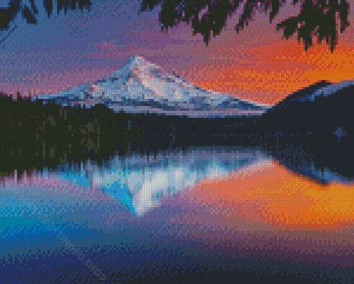 Mt Hood Lost Lake Water Reflection 5D Diamond Paintings