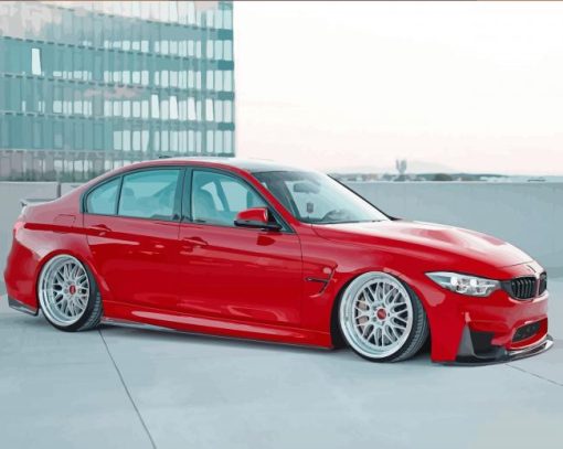 Red BMW M3 F80 Car Diamond Painting