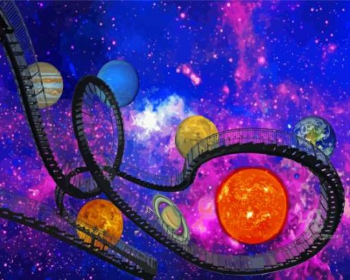 Space Roller Coaster 5D Diamond Painting