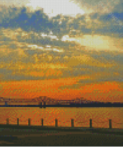 Sunrise At Natchez Bridge 5D Diamond Paintings