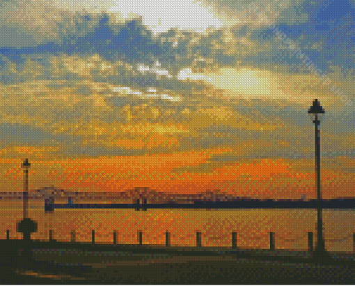 Sunrise At Natchez Bridge 5D Diamond Paintings