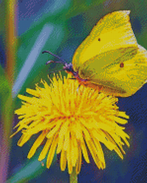 The Yellow Dandelion Butterfly Diamond Paintings