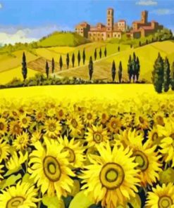Tuscany Italy Sunflowers Field 5D Diamond Painting