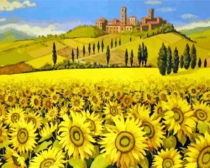 Tuscany Italy Sunflowers Field 5D Diamond Painting