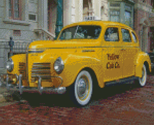 Vintage Yellow Taxi Cab 5D Diamond Paintings