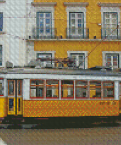 Yellow Streetcar In Lisbon Portugal Diamond Paintings