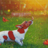 Puppy Playing With Butterfly 5D Diamond Paintings