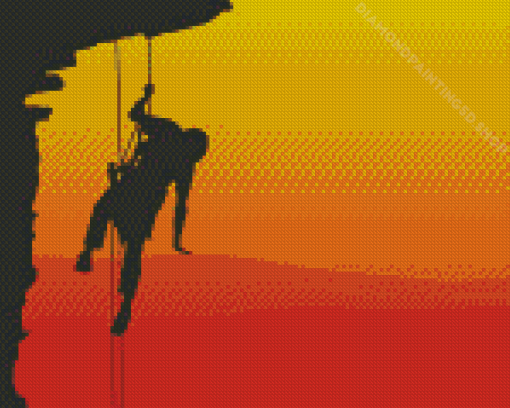 Abseiling Man Silhouette Diamond Paintings