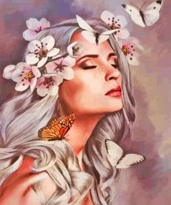 Aesthetic Girl With White Butterfly Diamond Painting