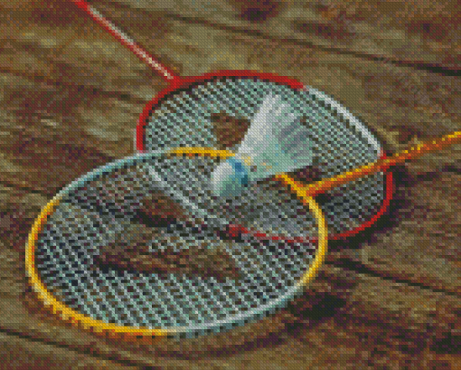 Badminton Rackets And Shuttlecock Diamond Paintings