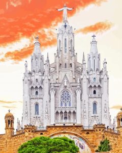 Beautiful Sunset At Mount Tibidabo Diamond Painting