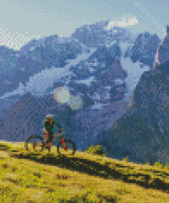 Bike In Snowy Mountain Diamond Paintings