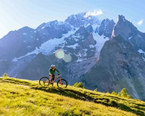 Bike In Snowy Mountain Diamond Painting