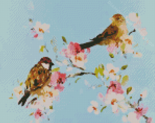 Birds And Blossom Art Diamond Paintings