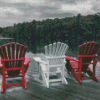 Black And White Red Muskoka Scene Diamond Paintings