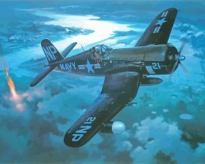 Black Navy Fighter Diamond Painting