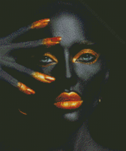 Black And Gold Lady Diamond Painting