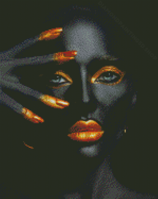 Black And Gold Lady Diamond Painting