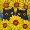 Black Cats And Sunflowers Diamond Painting
