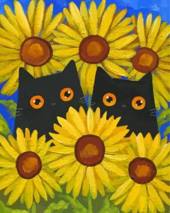 Black Cats And Sunflowers Diamond Painting