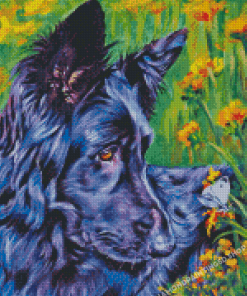 Black Shepherd Dog Diamond Paintings